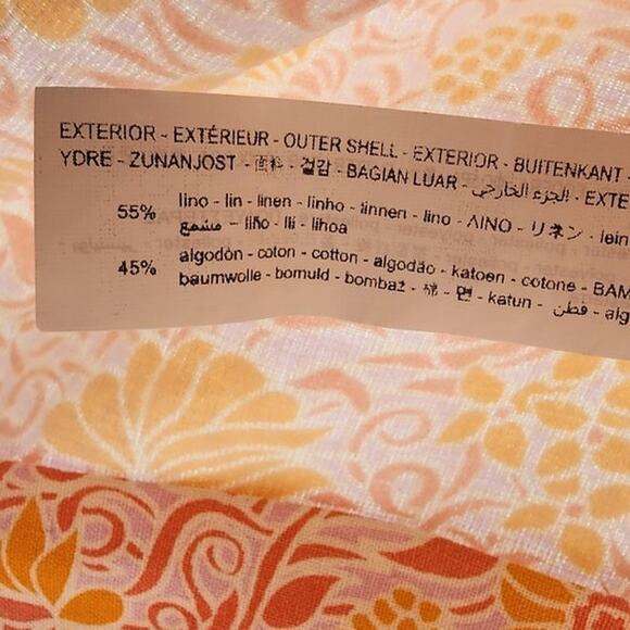 New NWT Zara Linen Cotton Floral Shorts Size Large Pink Orange - Picture 11 of 11